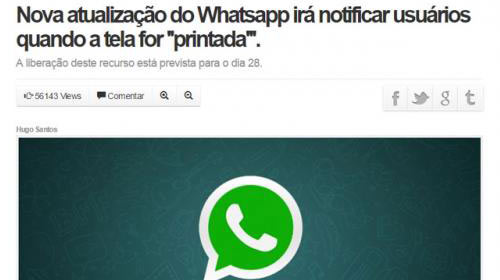 Notícia falsa sobre print de tela do WhatsApp se espalha; entenda