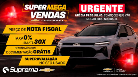Mega Vendas da Suprema Chevrolet acontece nesta sexta e sábado em Assis e Paraguaçu Paulista