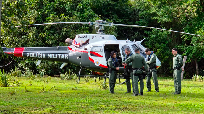 Helicóptero Águia auxilia nas buscas por Victor Zandonadi - FOTO: Enviada ao Portal AssisCity