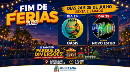 Quintana promove evento de fim de férias com shows e parque de diversões nos dias 24 e 25 de julho
